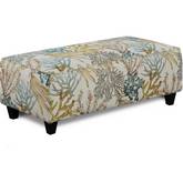 49" Cocktail Ottoman in Coral Reef Caribbean Pattern Fabric